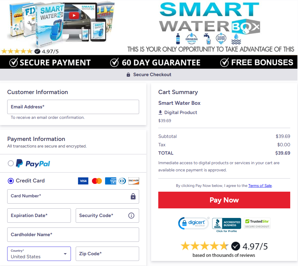 Smart Water Box -order-page